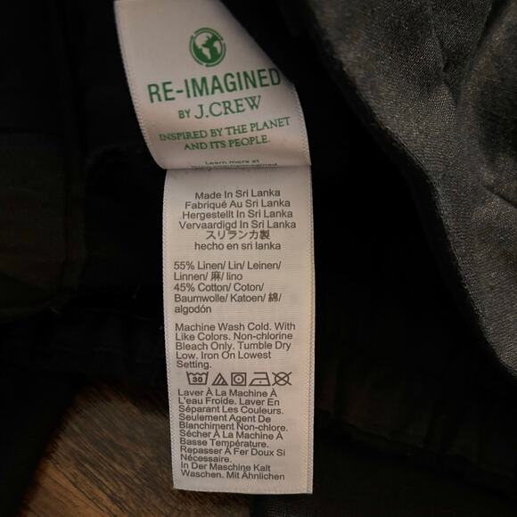 J Crew Women’s 4 28 x 27 Pants Sailor Linen Cotton Blend Tapered Leg Ankle Black - Picture 7 of 16